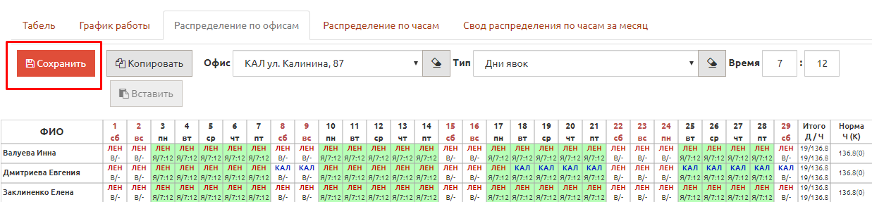 Табель учета рабочего времени 034