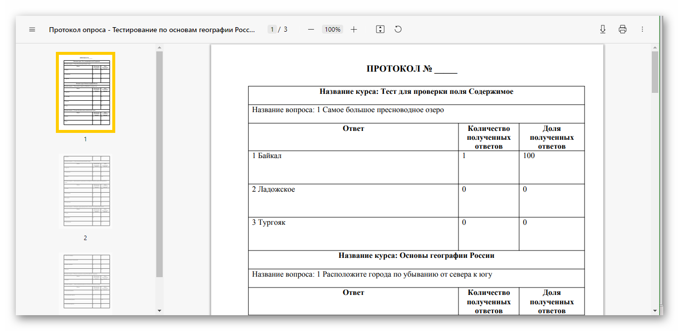 Протокол мероприятия