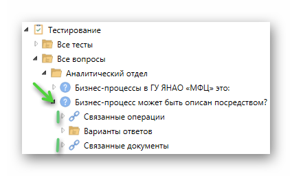 Связи элемента вопрос