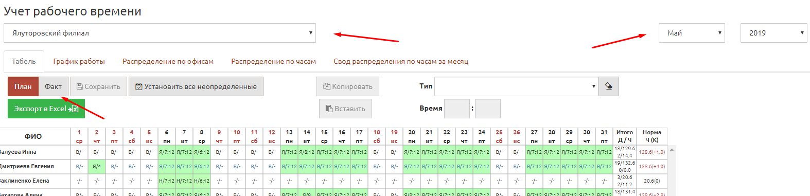 Табель учета рабочего времени 027
